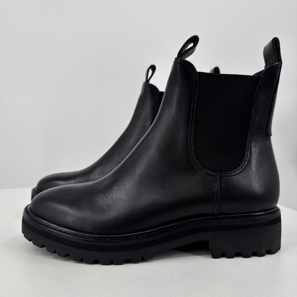 Everlane The Lug Chelsea Boot in Black sz 7.5 Women's Leather Ankle Chunky Sole